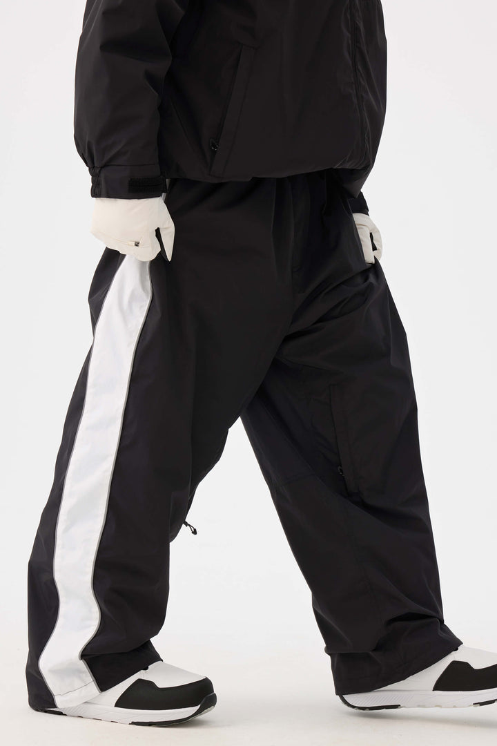 Marinblå retro-terrängbyxor med baggy-motiv för män