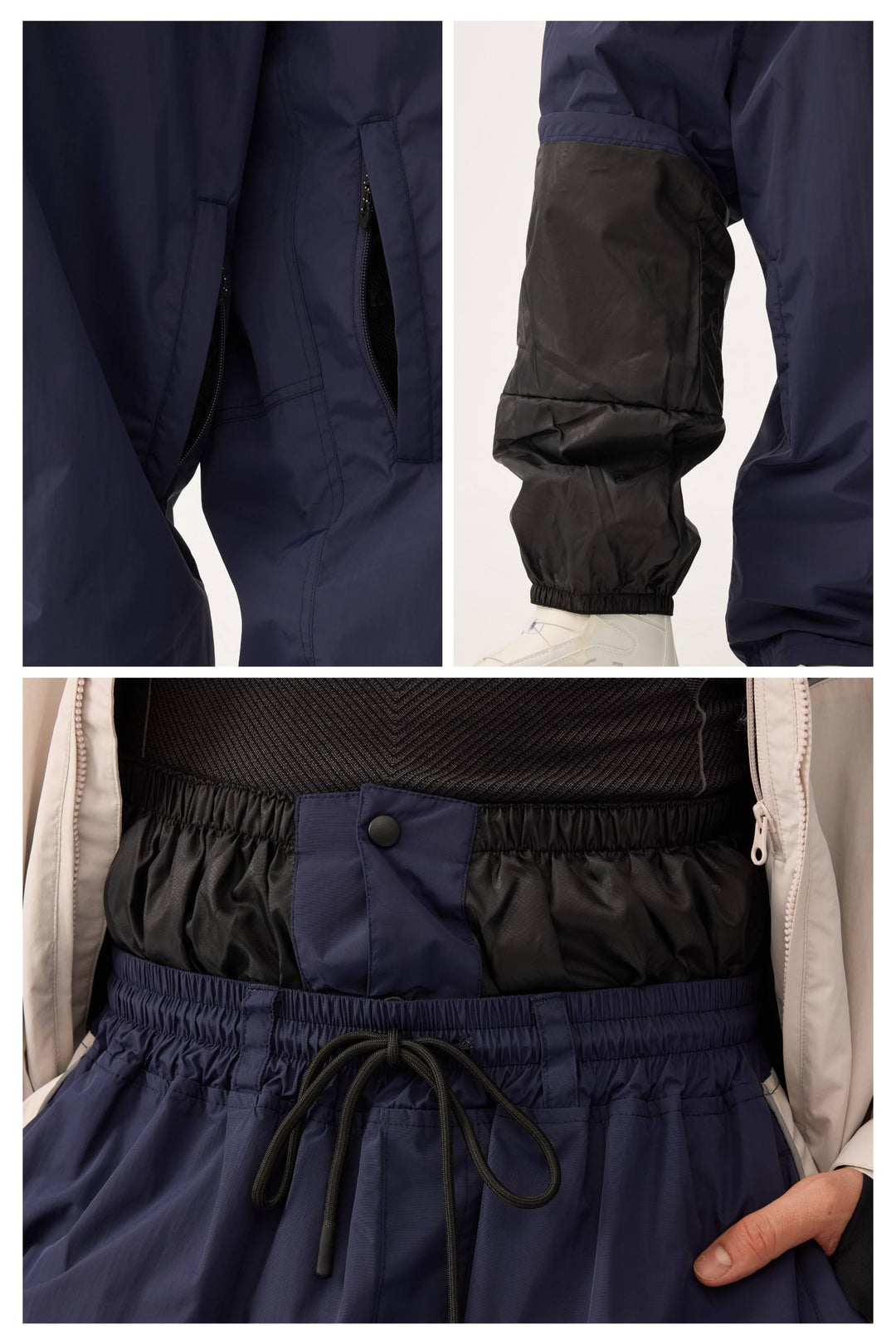 Marinblå retro-terrängbyxor med baggy-motiv för män