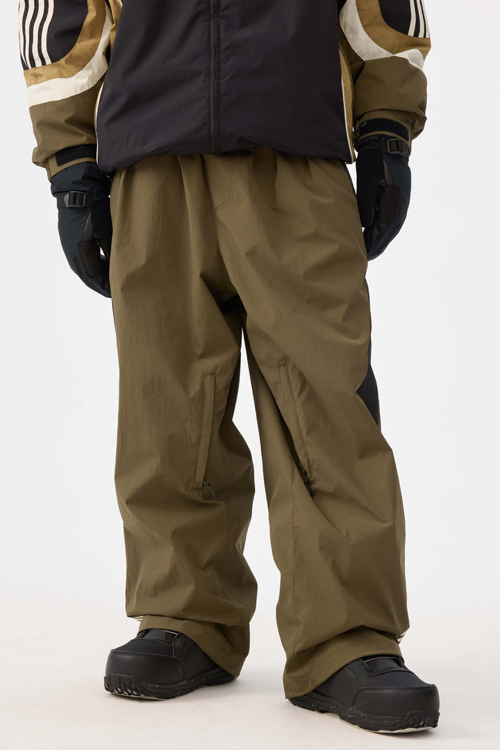 Herr olivgrön retro sportiga snöbyxor med sidoränder