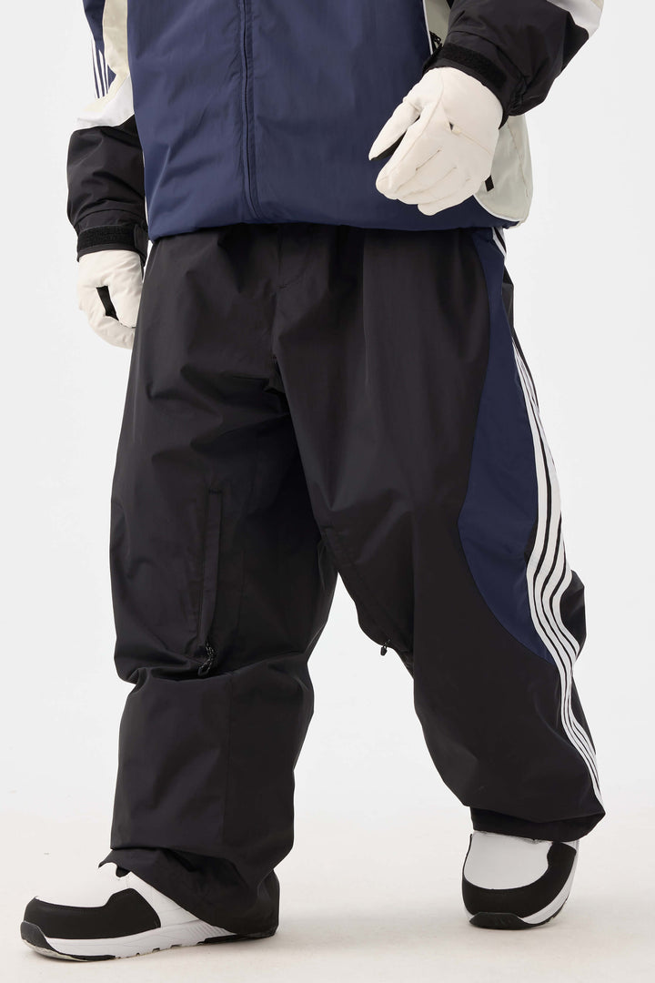 Herr olivgrön retro sportiga snöbyxor med sidoränder