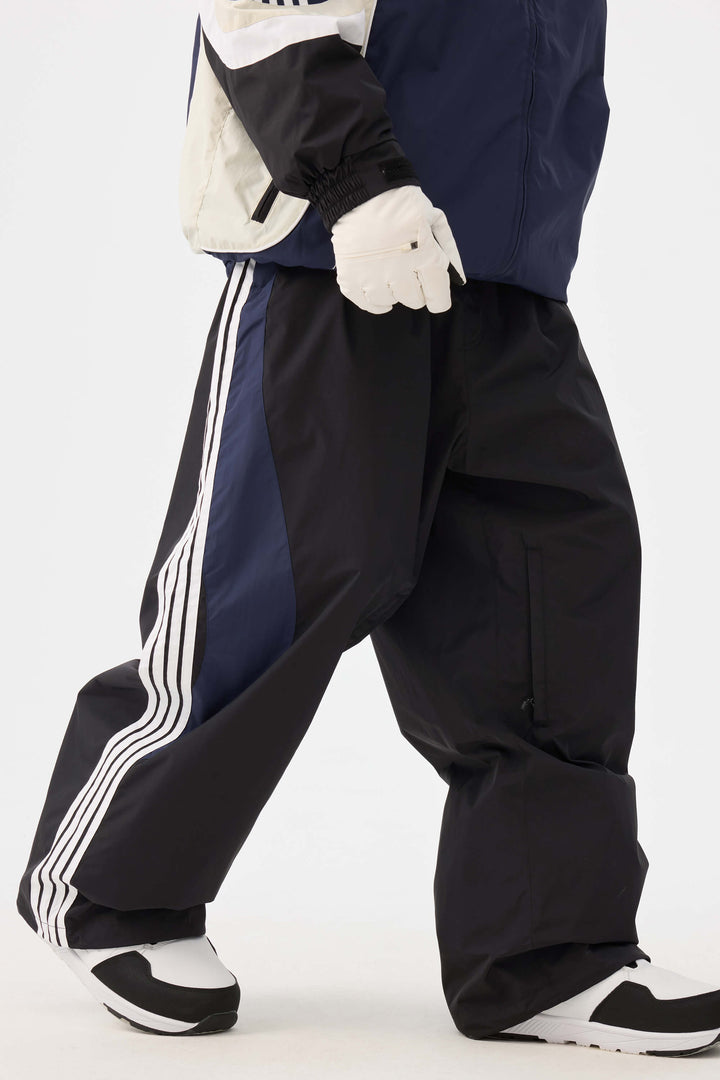 Herr olivgrön retro sportiga snöbyxor med sidoränder