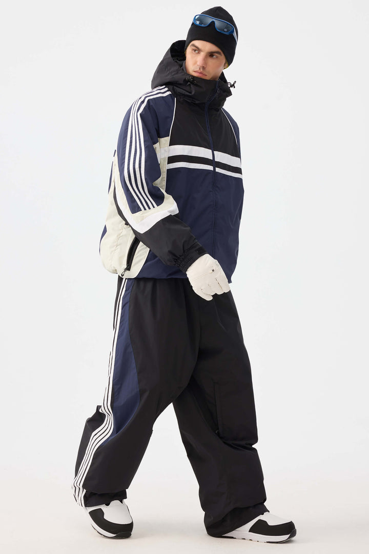 Herr olivgrön retro sportiga snöbyxor med sidoränder