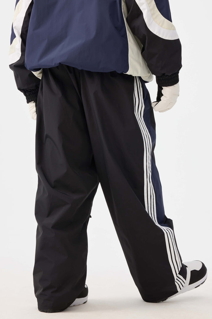 Herr olivgrön retro sportiga snöbyxor med sidoränder