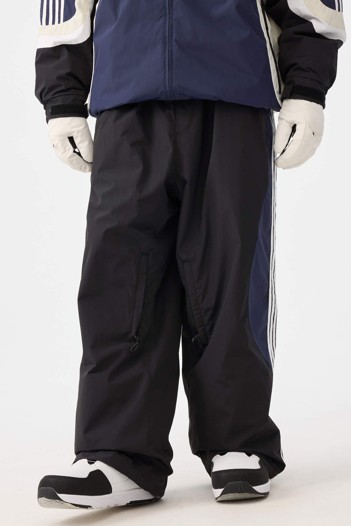 Herr olivgrön retro sportiga snöbyxor med sidoränder