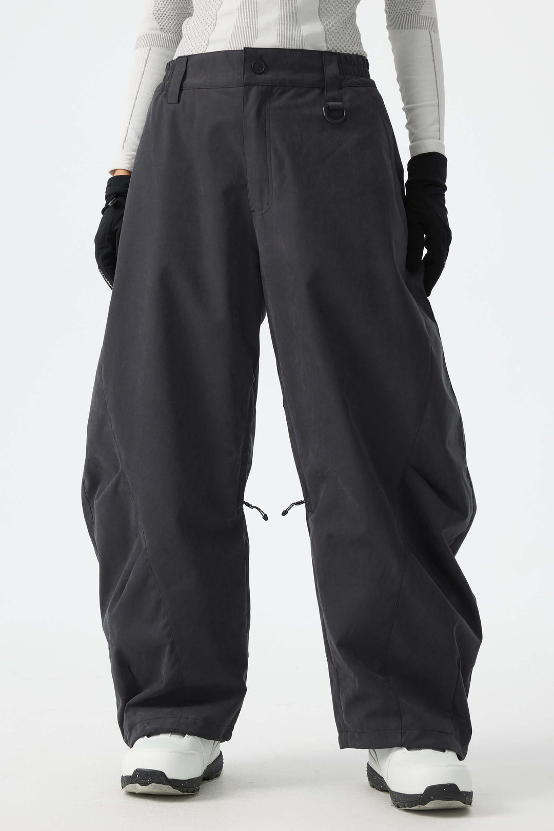 Women's Black Brushed Barrel Snow Pants