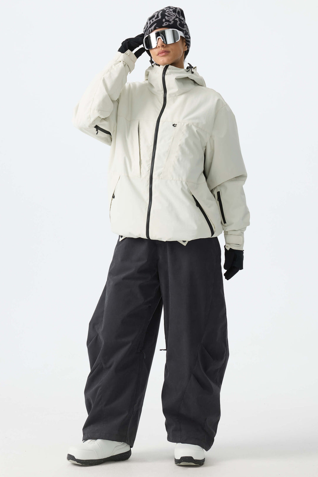Women's Black Brushed Barrel Snow Pants