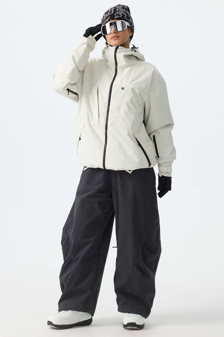 Women's Black Brushed Barrel Snow Pants