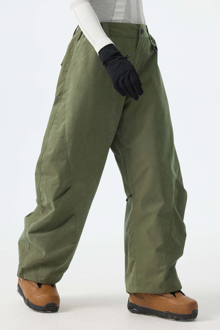 Women's Black Brushed Barrel Snow Pants