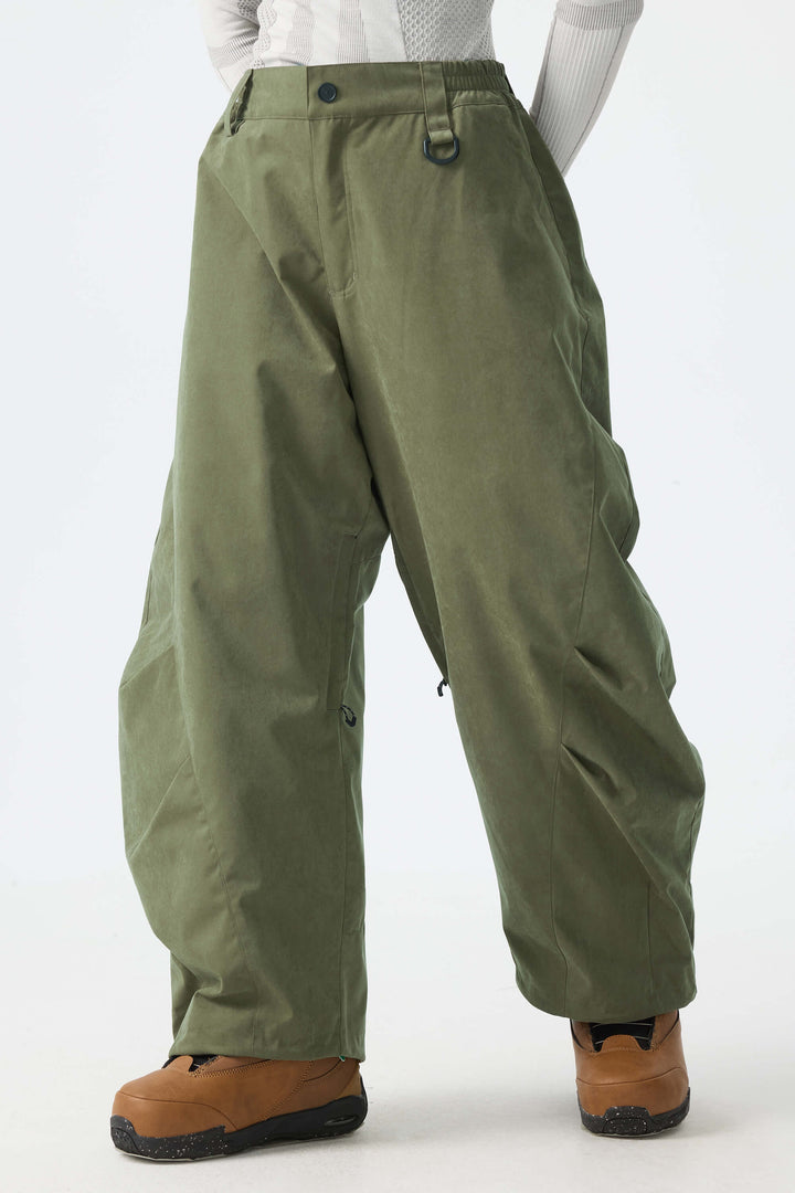 Women's Olive Green Brushed Barrel Snow Pants