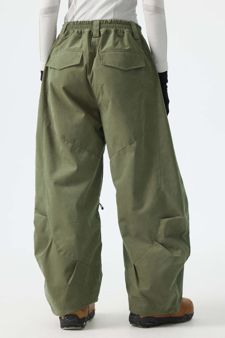 Women's Olive Green Brushed Barrel Snow Pants