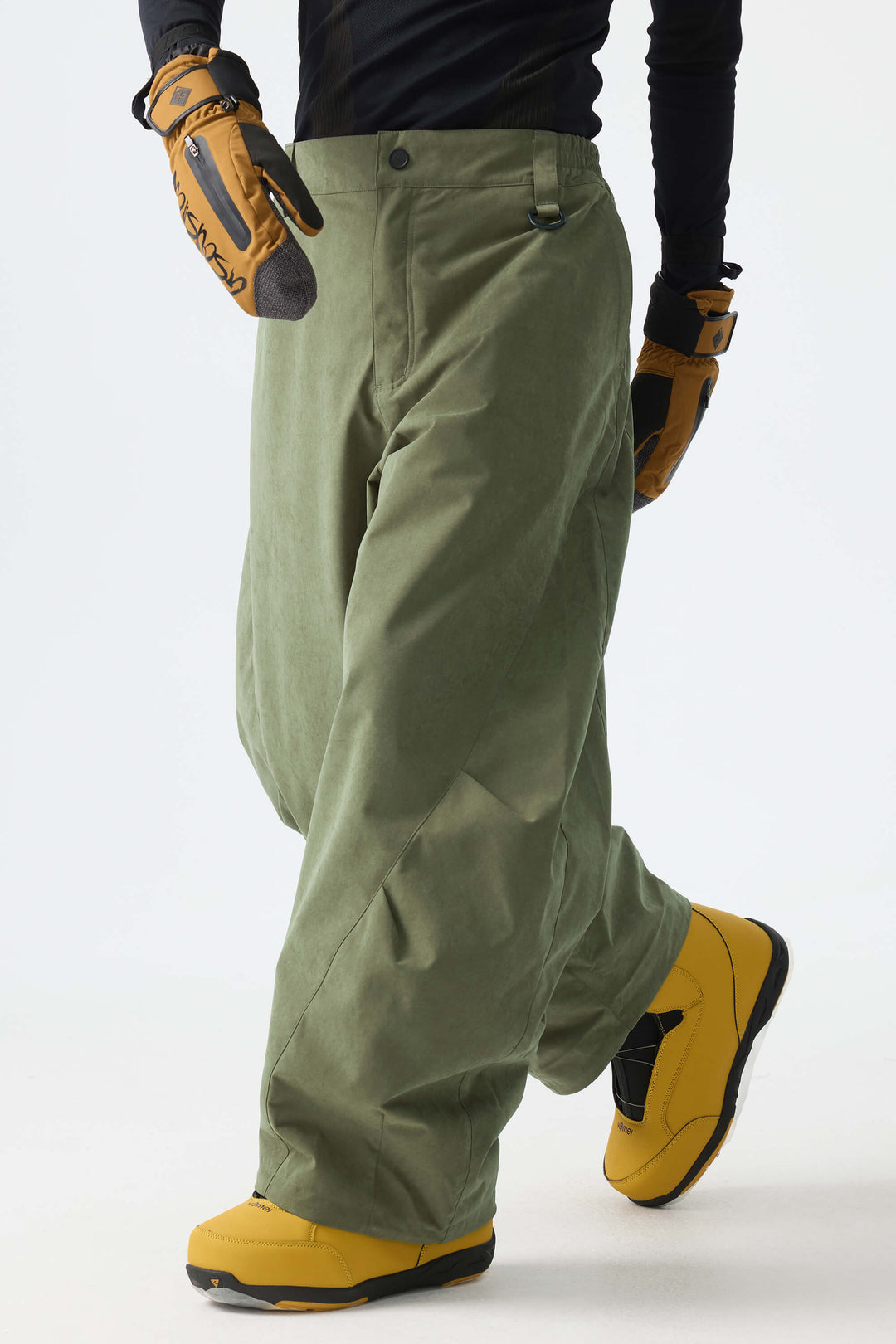 Men's Olive Green Brushed Barrel Snow Pants