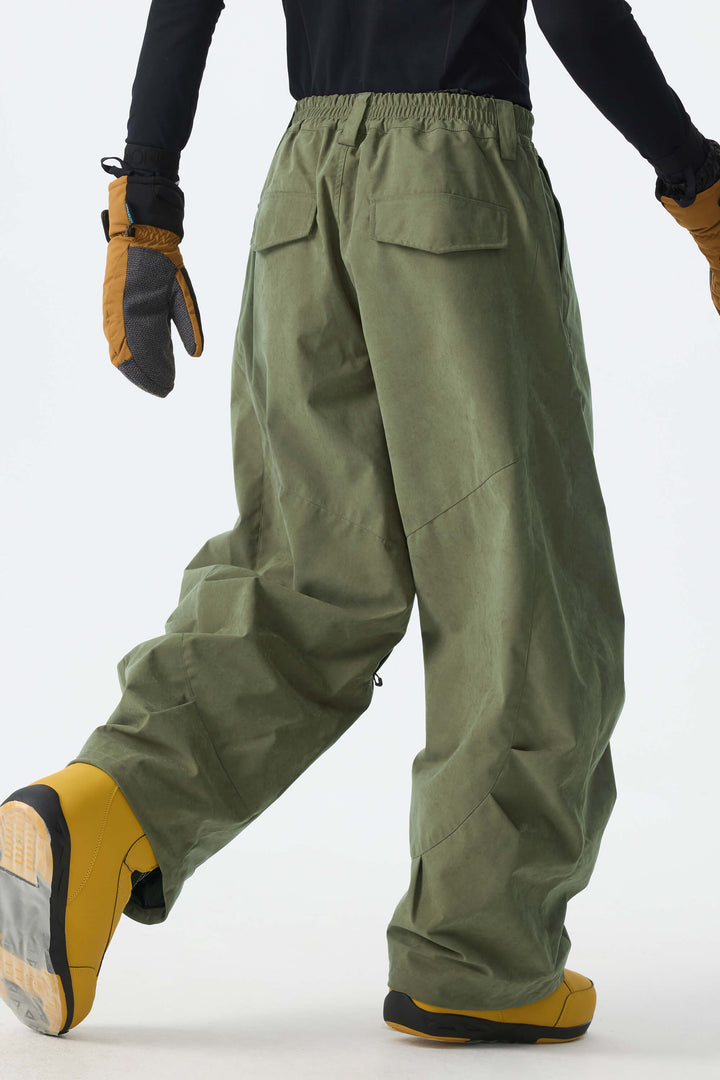 Men's Olive Green Brushed Barrel Snow Pants