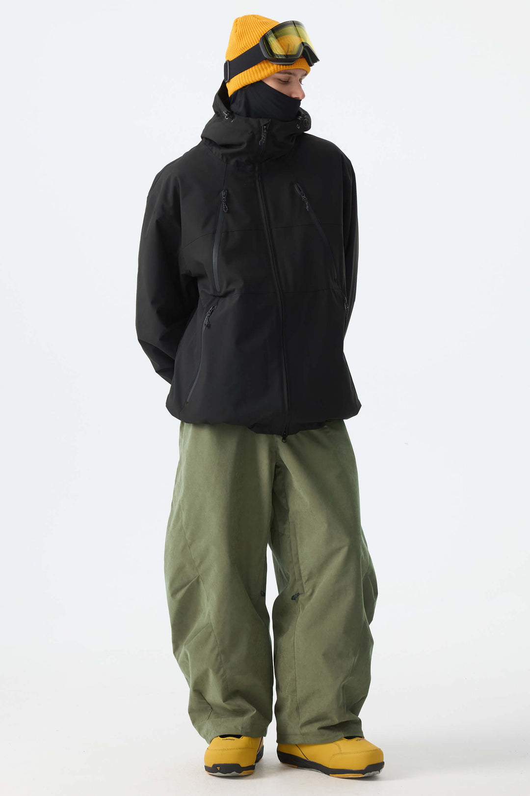 Men's Olive Green Brushed Barrel Snow Pants