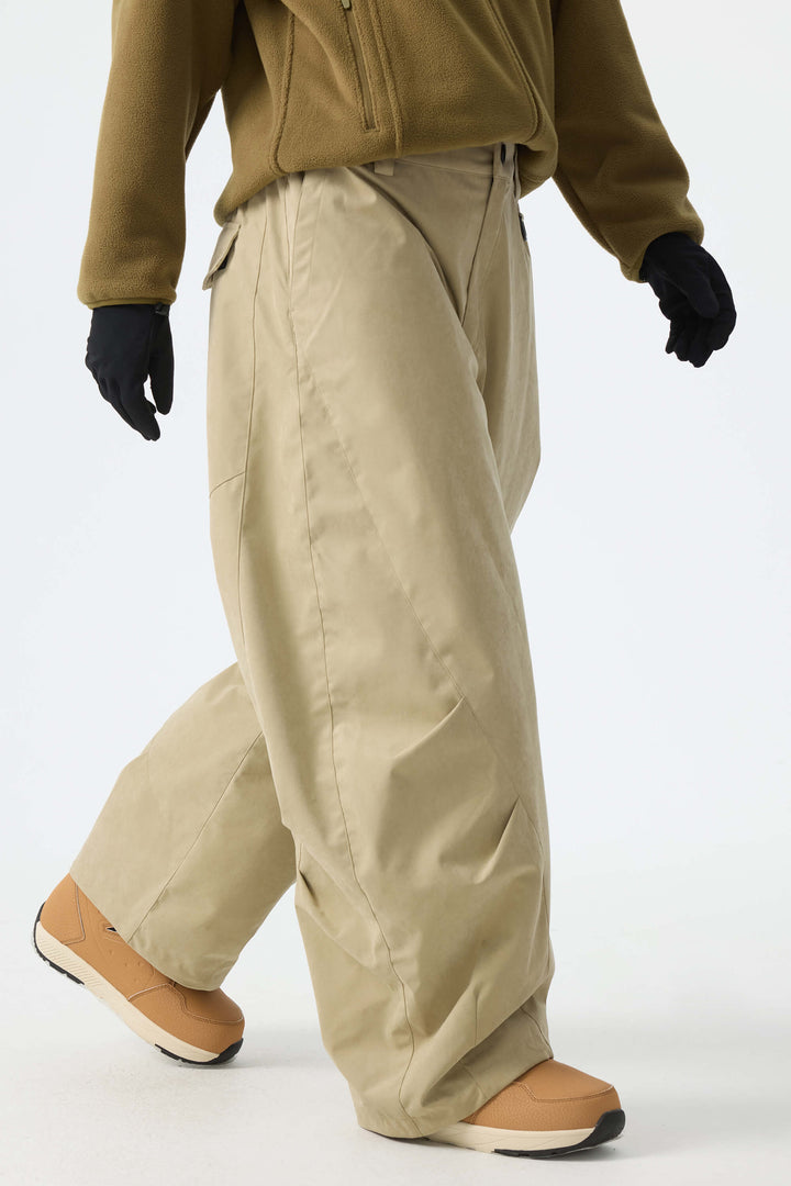 Calça de neve feminina cáqui escovada