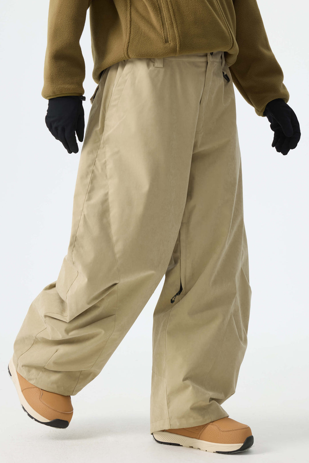 Calça de neve feminina cáqui escovada