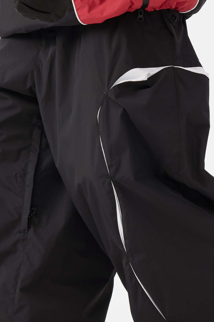 Beige Retro Urban Paneled Construction Baggy Sneeuwbroek voor Heren