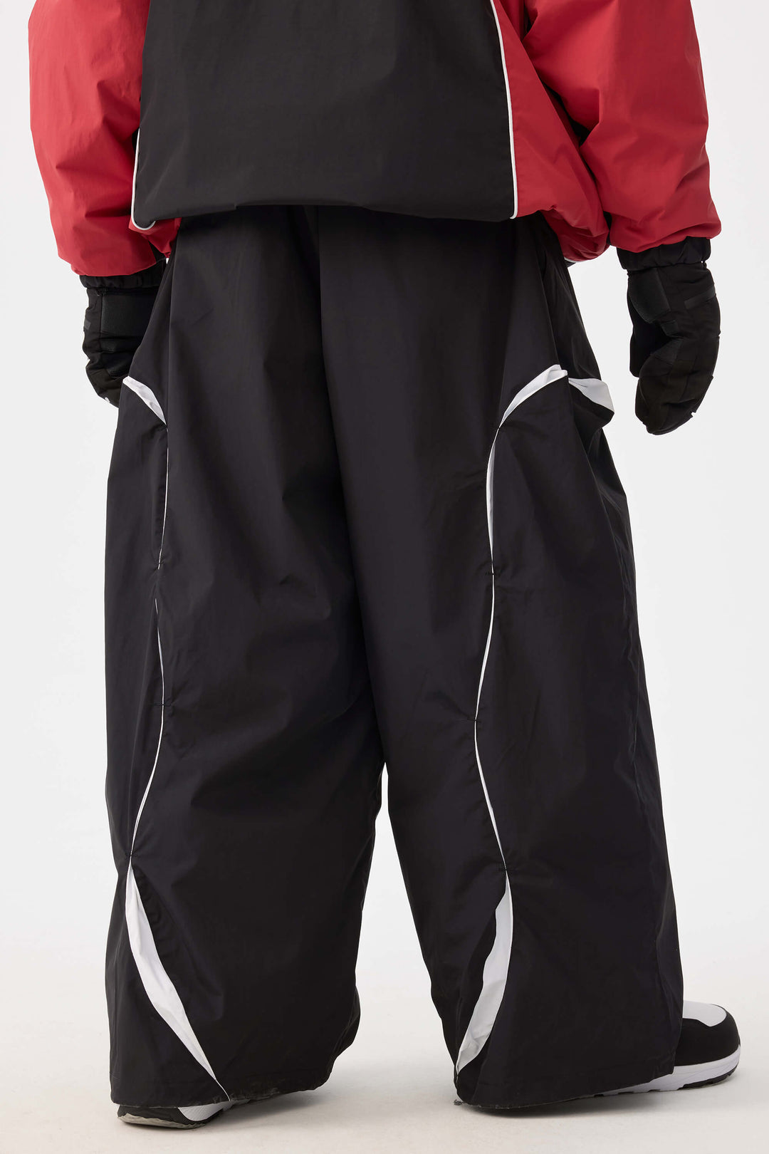 Beige Retro Urban Paneled Construction Baggy Sneeuwbroek voor Heren