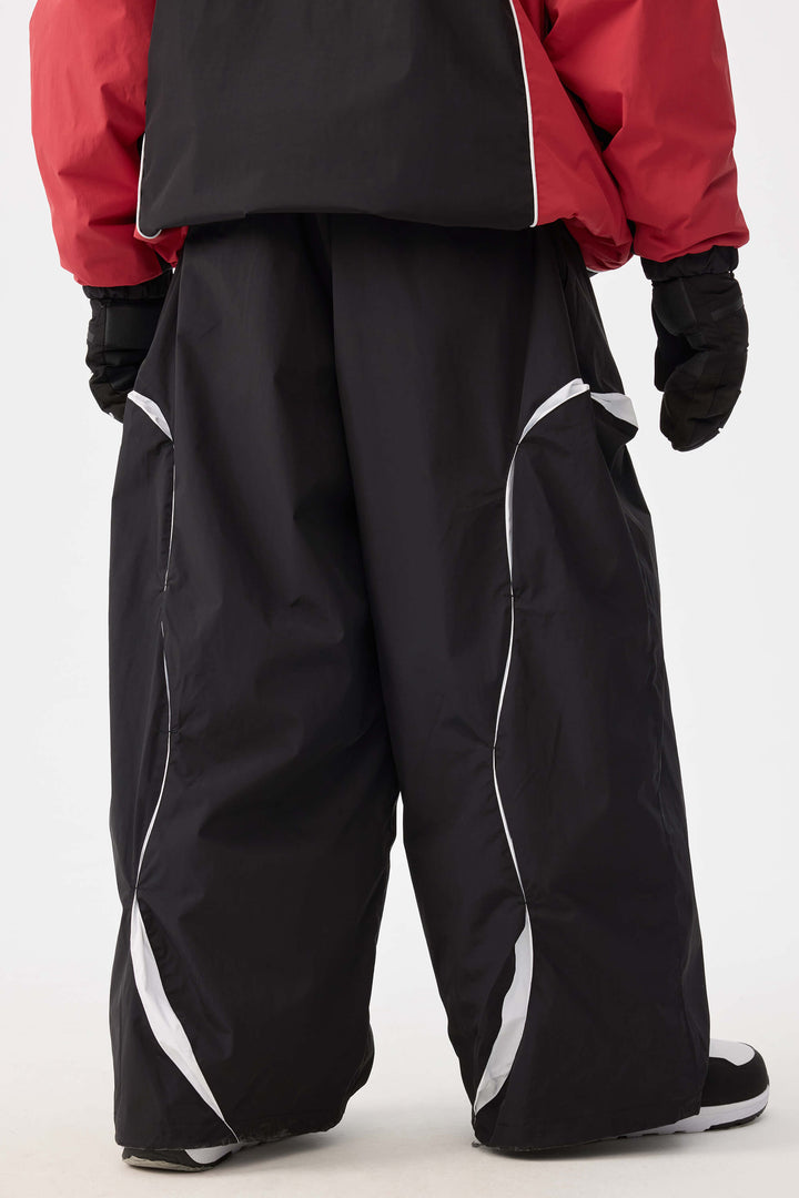 Beige Retro Urban Paneled Construction Baggy Sneeuwbroek voor Heren