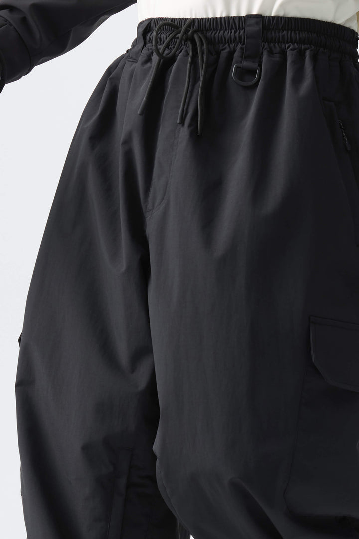 Men's Black Sleek Sport Utility Hidden Cargo Pockets Baggy Snow Pants