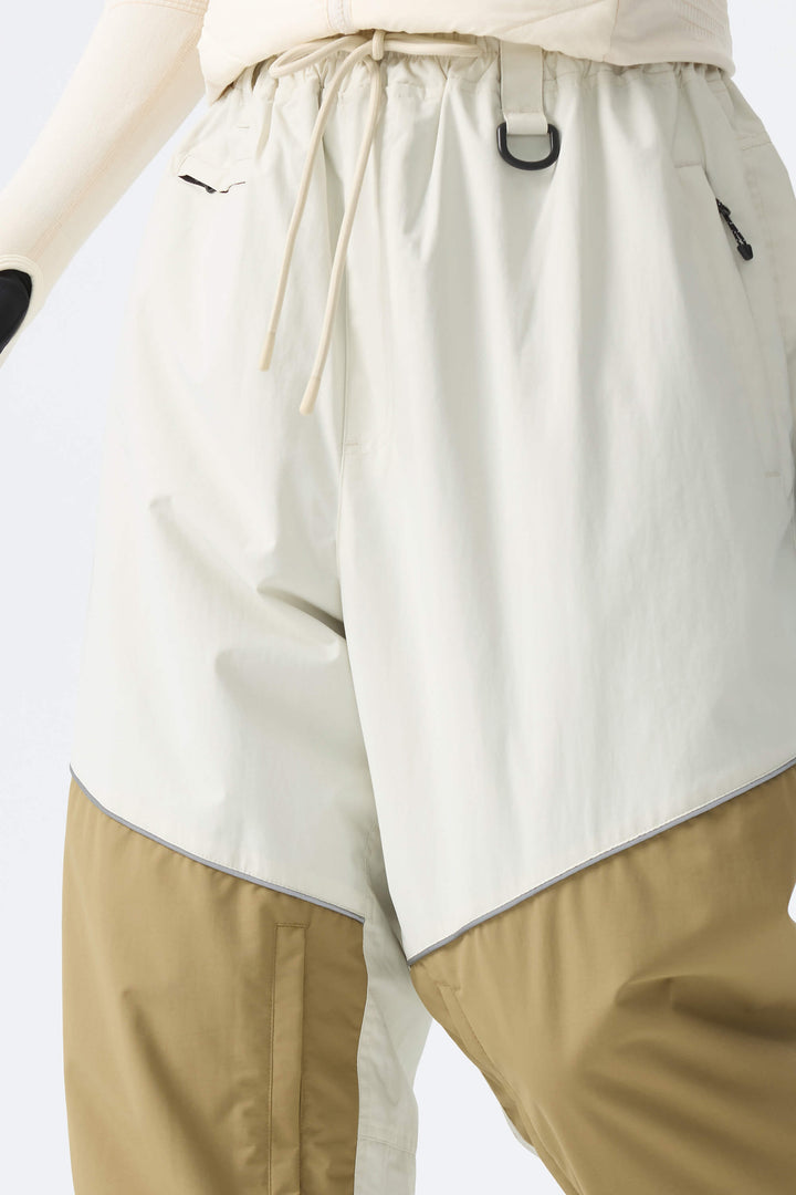 Women's Off White Color-Block Reflective Baggy Snow Pants