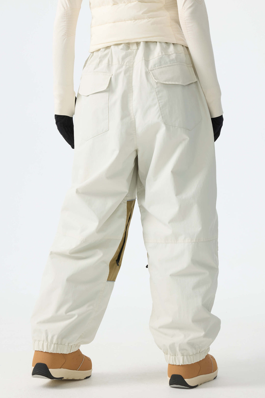 Women's Off White Color-Block Reflective Baggy Snow Pants