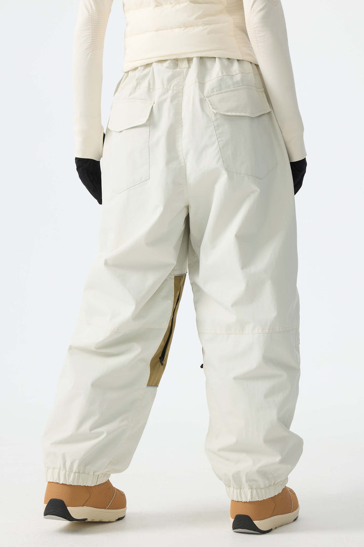 Women's Off White Color-Block Reflective Baggy Snow Pants