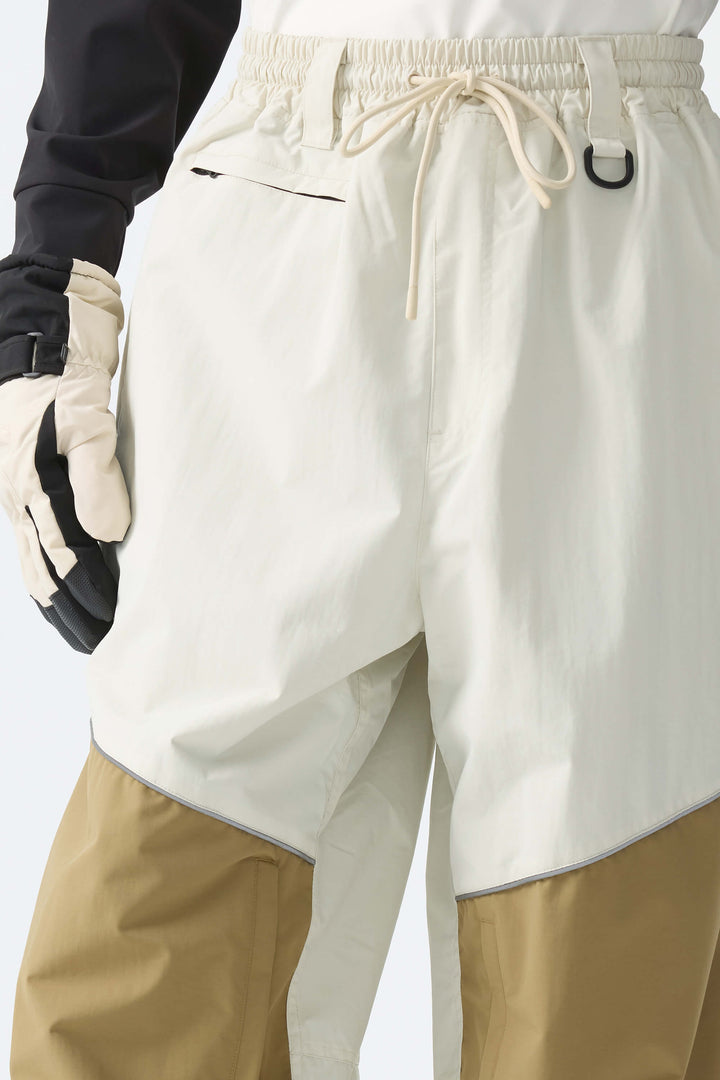 Off-white, kleurblok, reflecterende baggy sneeuwbroek voor heren