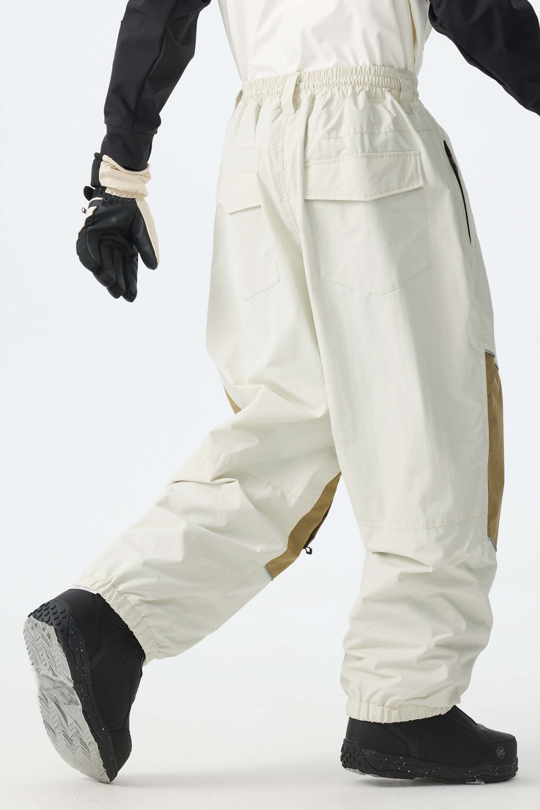 Off-white, kleurblok, reflecterende baggy sneeuwbroek voor heren