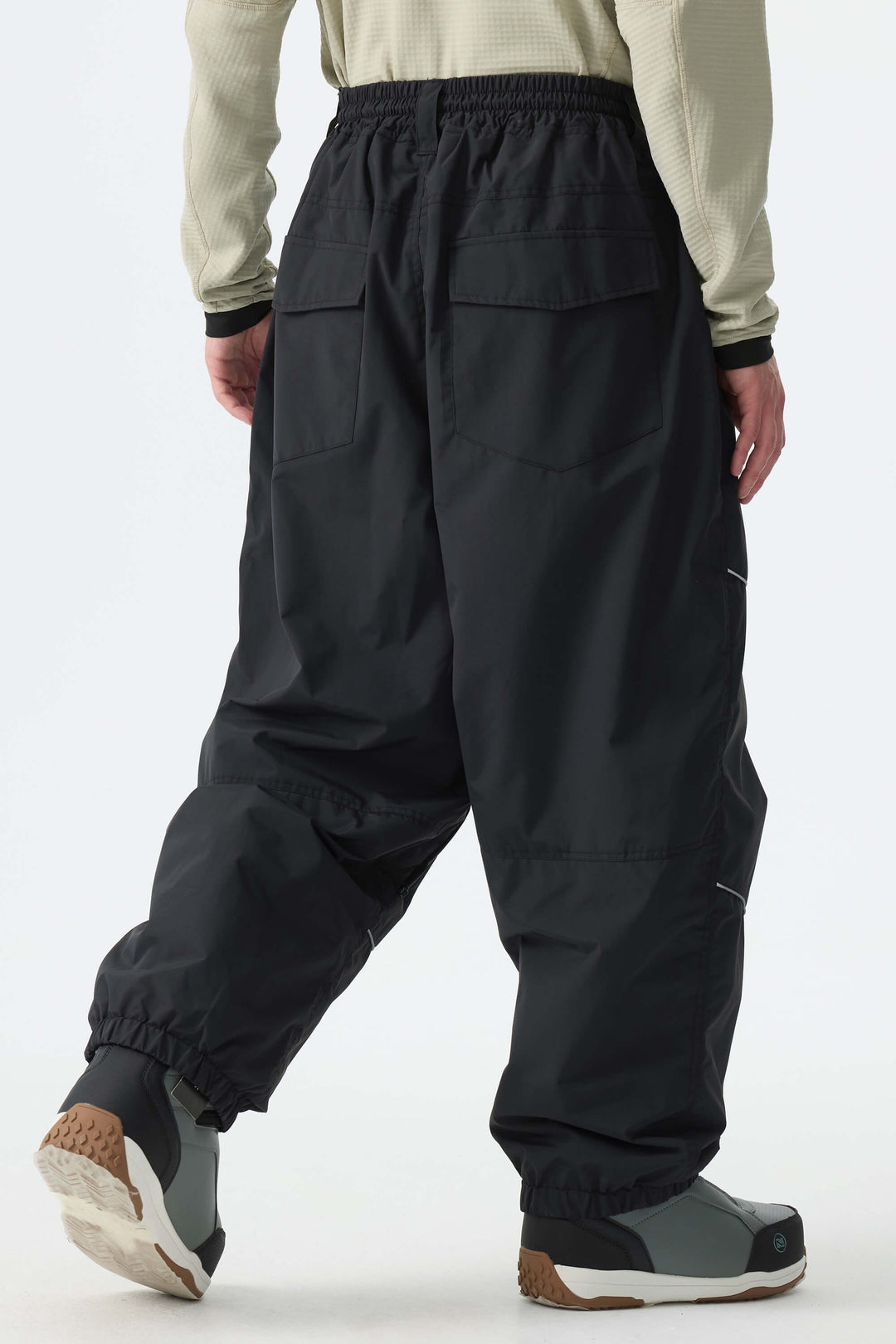 Men's Black Reflective Baggy Snow Pants