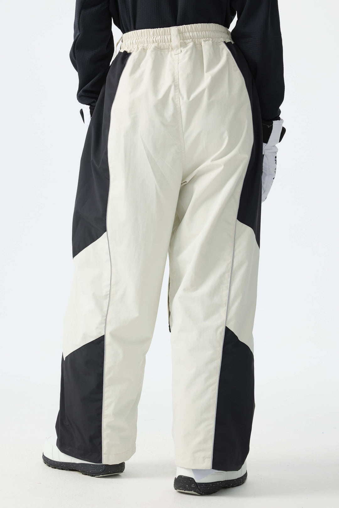 Women's Color Block Off White Waterproof Reflective Snow Pants