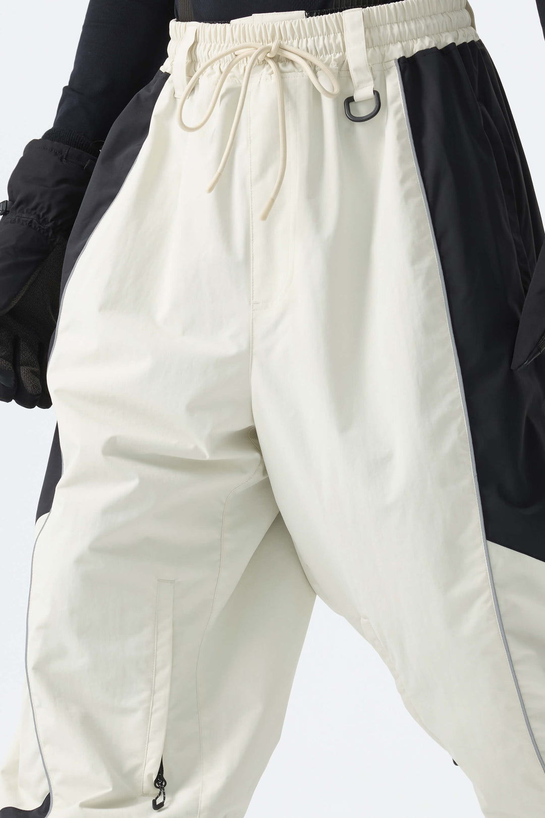 Men's Color Block Off White Waterproof Reflective Snow Pants
