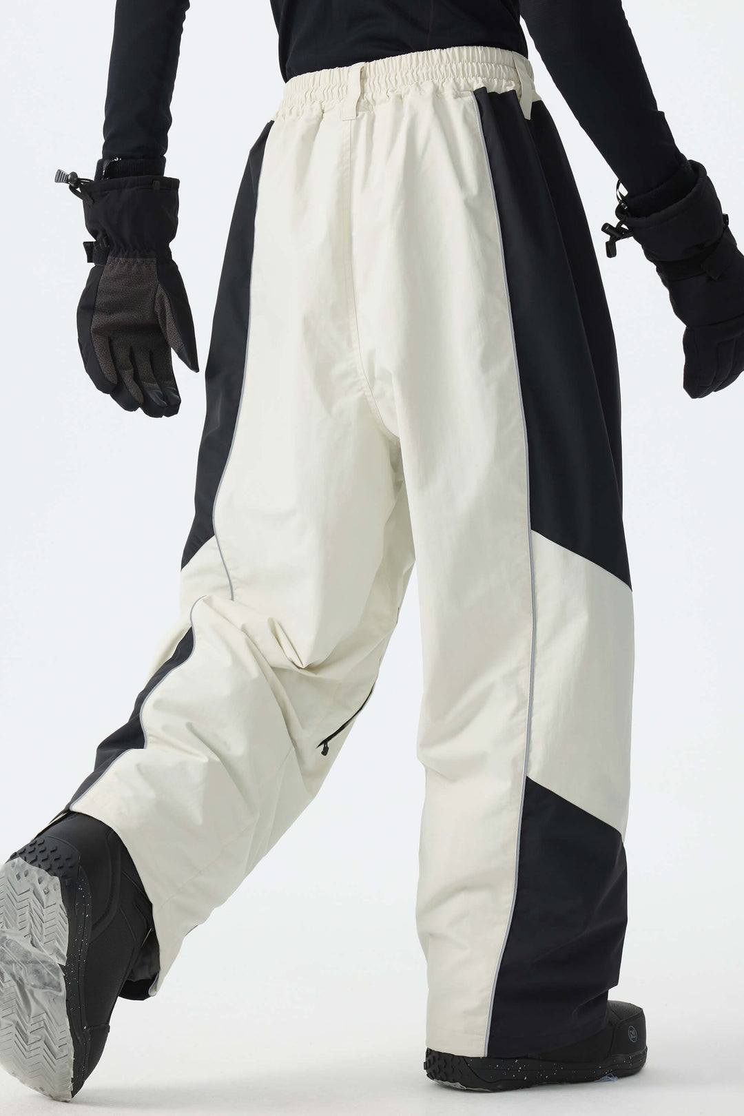 Men's Color Block Off White Waterproof Reflective Snow Pants