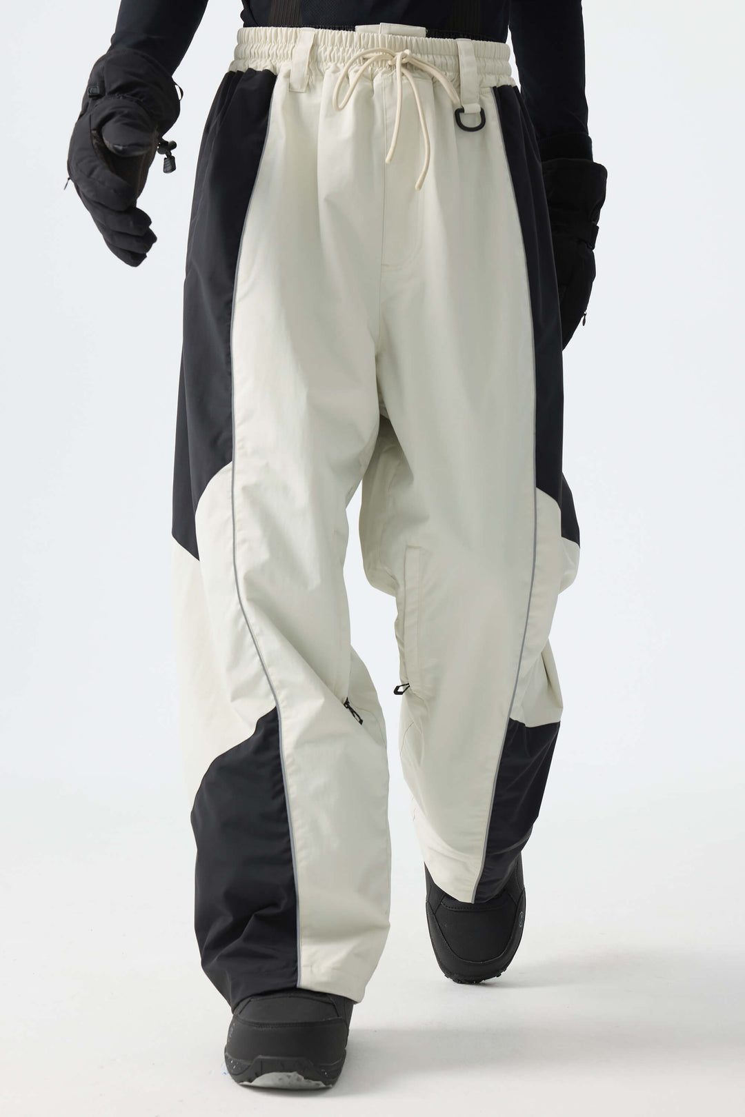 Men's Color Block Off White Waterproof Reflective Snow Pants