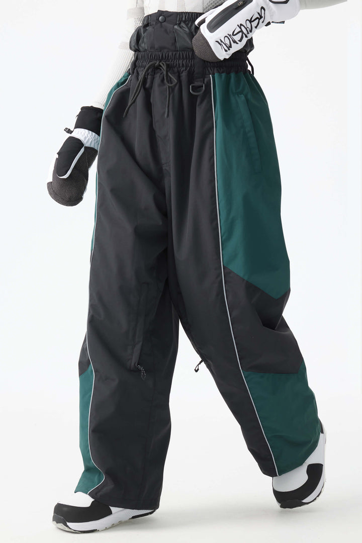 Women's Color Block Off White Waterproof Reflective Snow Pants