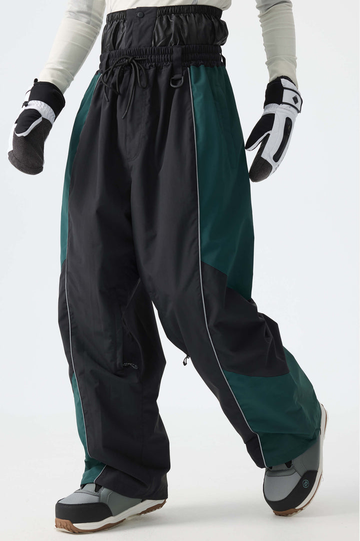 Men's Color Block Off White Waterproof Reflective Snow Pants
