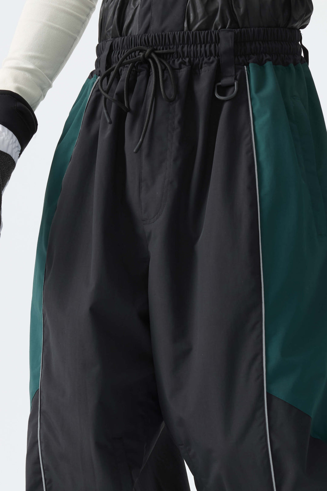 Men's Color Block Black Waterproof Reflective Snow Pants