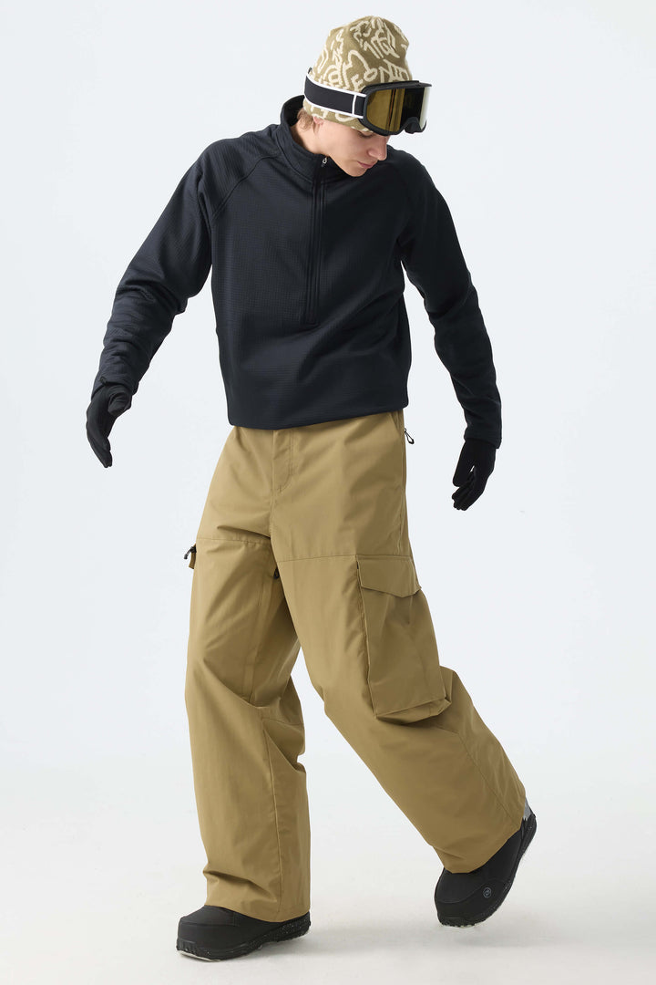 Men's Khaki All-Mountain Performance Baggy Snow Pants