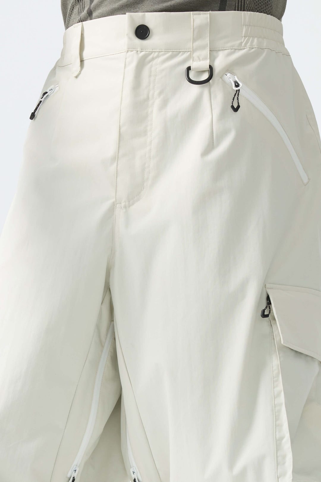 Men's Off White Contrast Zipper Detail Baggy Snow Pants