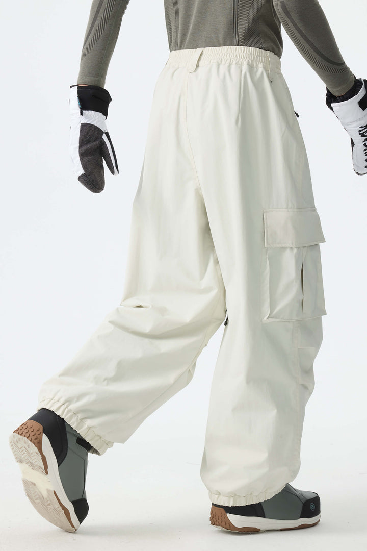 Men's Off White Contrast Zipper Detail Baggy Snow Pants