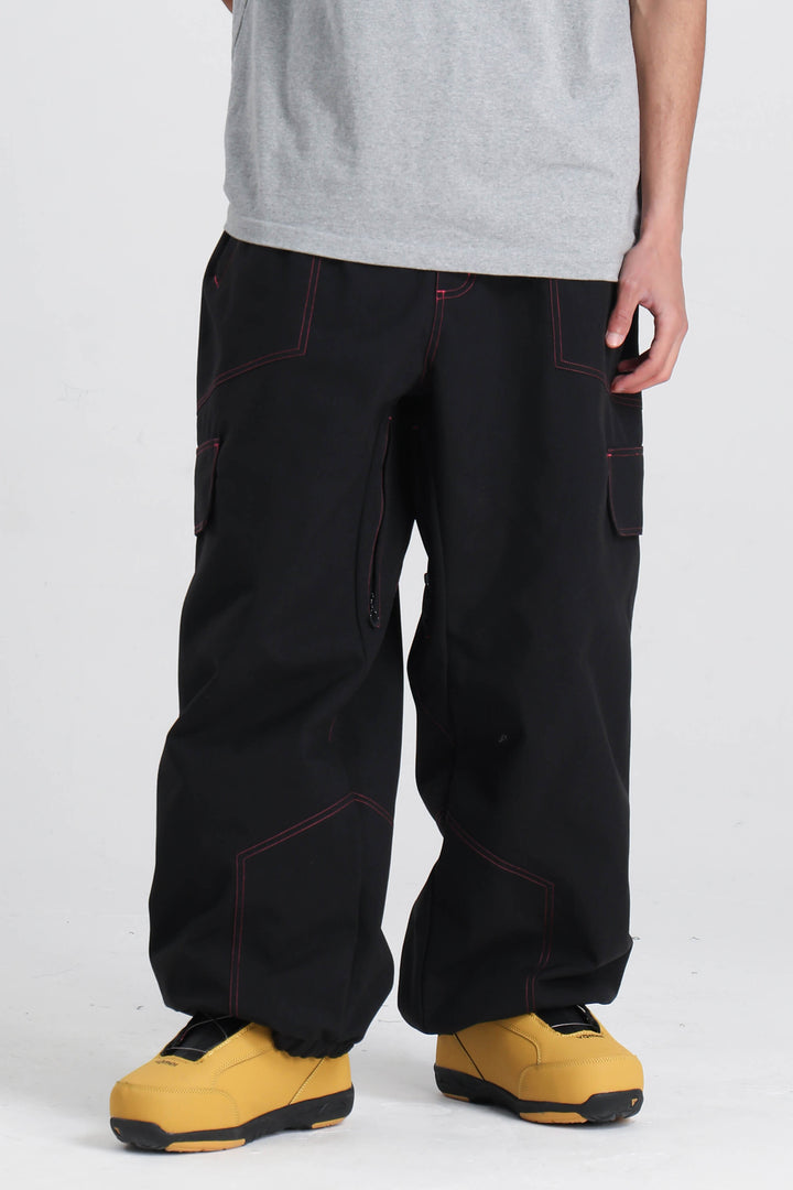 Men's Green Contrast Stitch Minimal Snow Pants