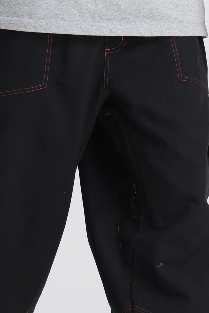 Men's Magenta Contrast Stitch Minimal Snow Pants