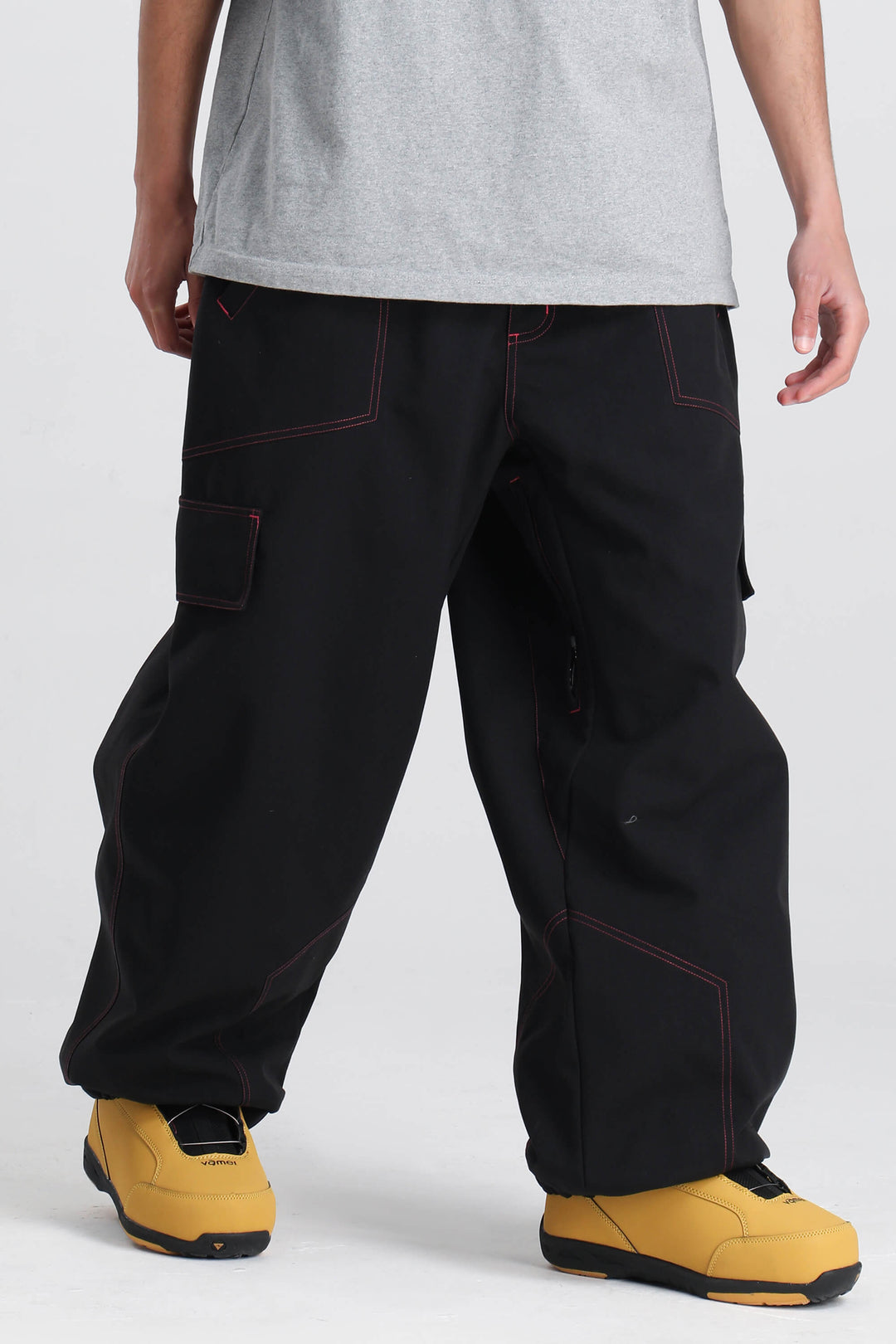 Men's Green Contrast Stitch Minimal Snow Pants