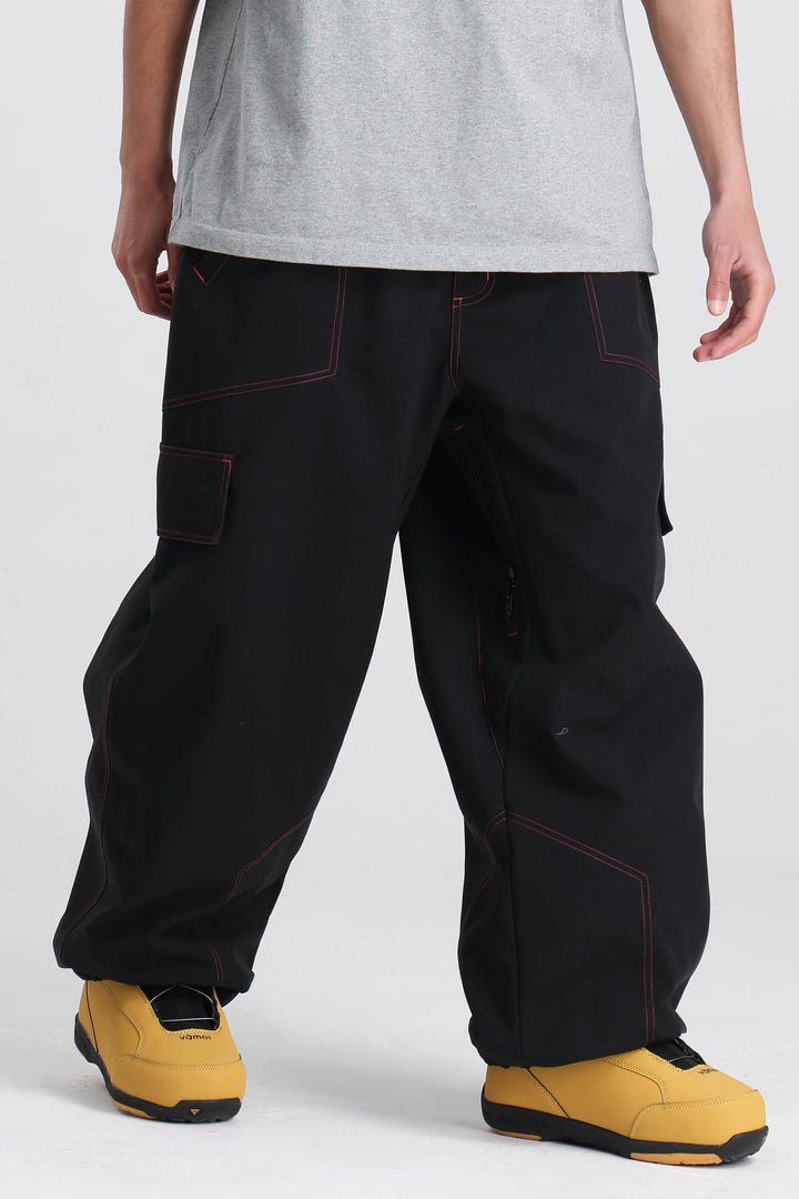 Men's Green Contrast Stitch Minimal Snow Pants