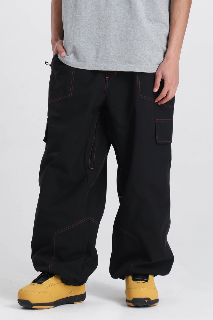 Men's Magenta Contrast Stitch Minimal Snow Pants