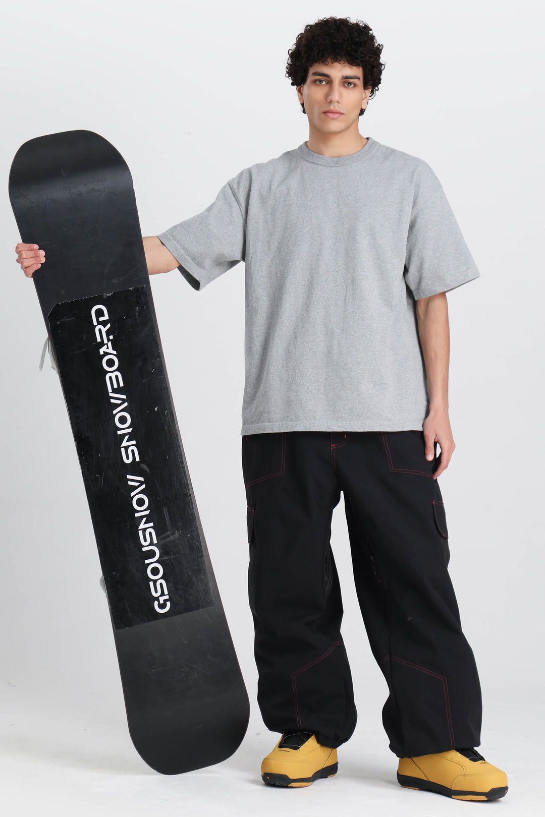 Men's Magenta Contrast Stitch Minimal Snow Pants