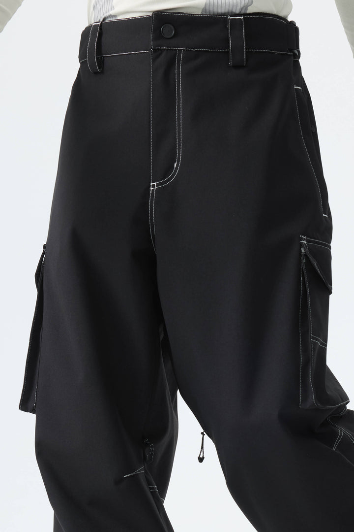 Men's Black Barn Contrast-Stitch Baggy Snow Pants