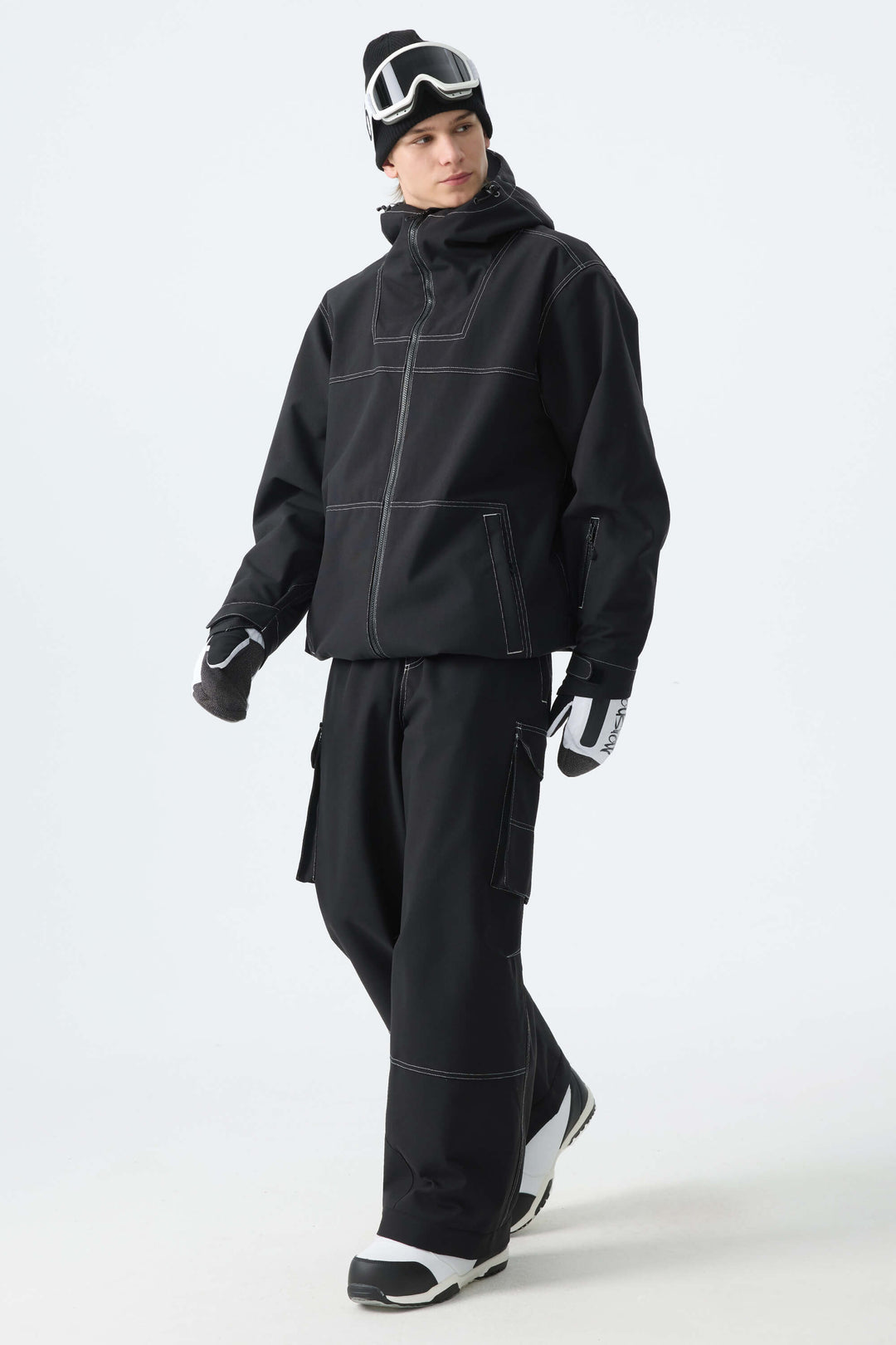 Men's Off White Barn Contrast-Stitch Baggy Snow Pants