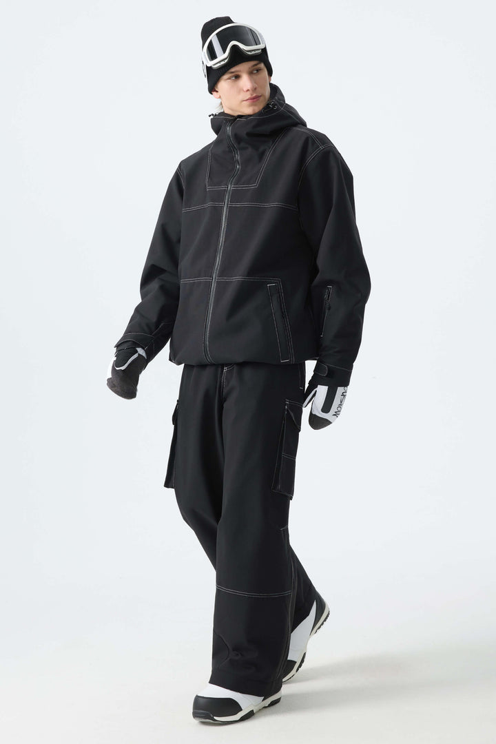 Men's Off White Barn Contrast-Stitch Baggy Snow Pants