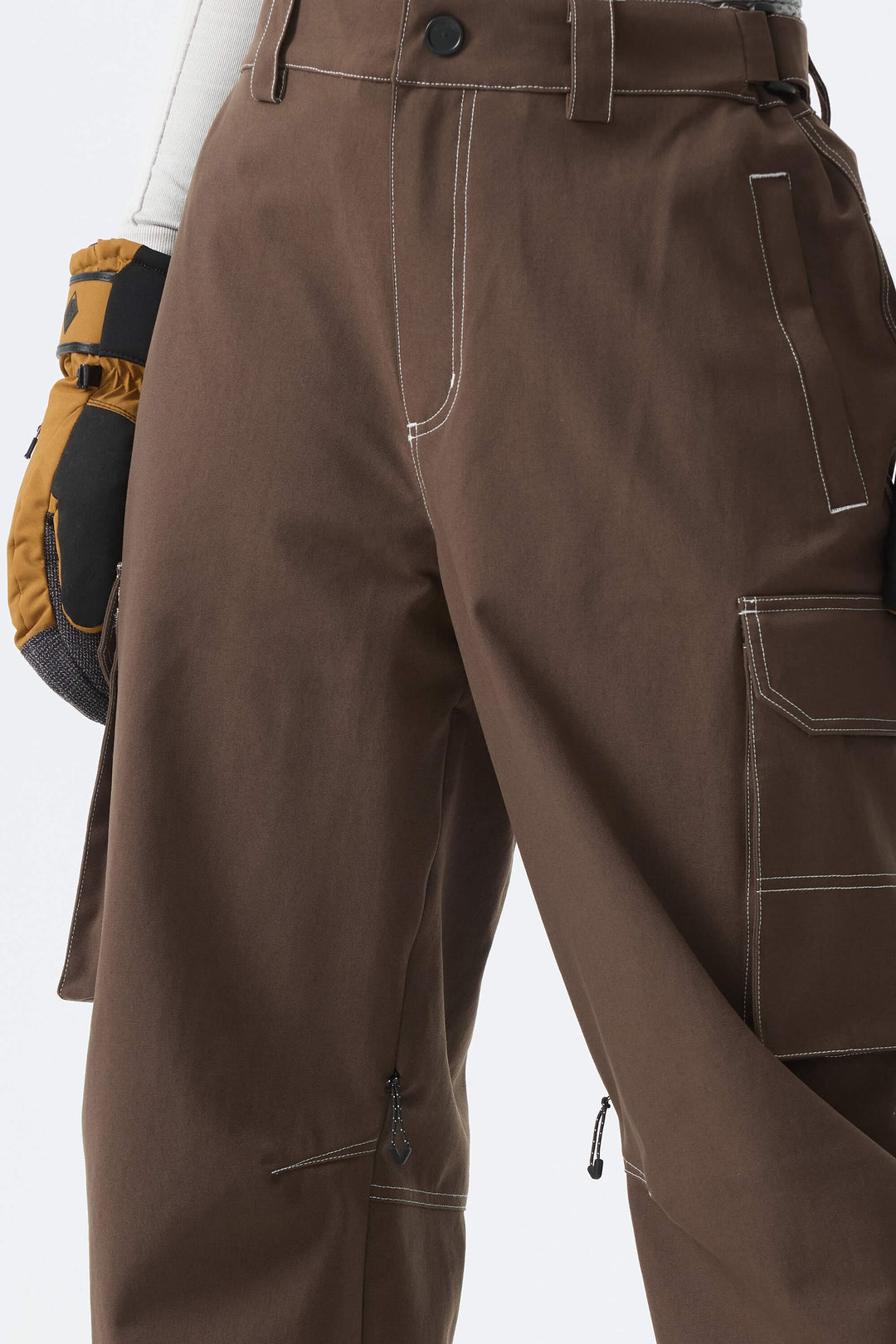 Calça de neve feminina folgada com costura contrastante marrom Barn