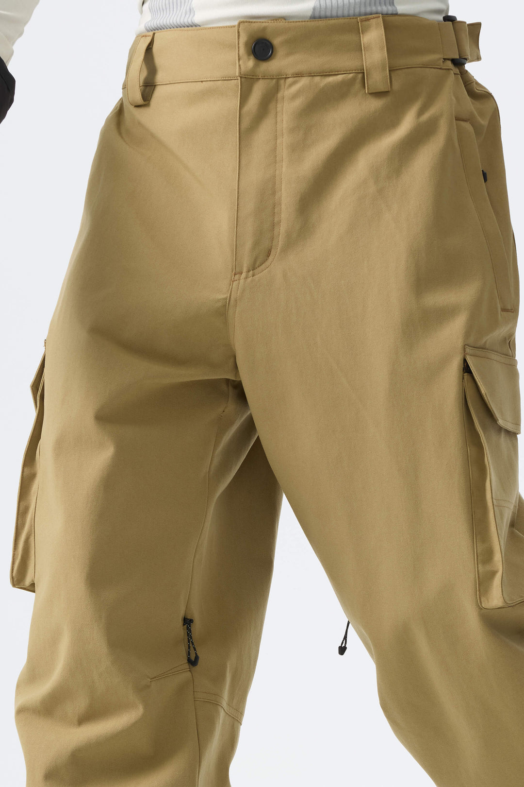 Men's Khaki Barn Contrast-Stitch Baggy Snow Pants